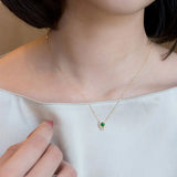 925 Sterling Silver Gold-plated Emerald Zircon Necklace