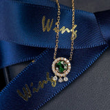 925 Sterling Silver Gold-plated Emerald Zircon Necklace