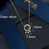 925 Sterling Silver Gold-plated Emerald Zircon Necklace