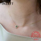 925 Sterling Silver Gold-plated Emerald Zircon Necklace