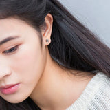 Enamel Tiny Leaf Tree Stud Earrings 925 Sterling Silver For Women