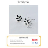 Enamel Tiny Leaf Tree Stud Earrings 925 Sterling Silver For Women