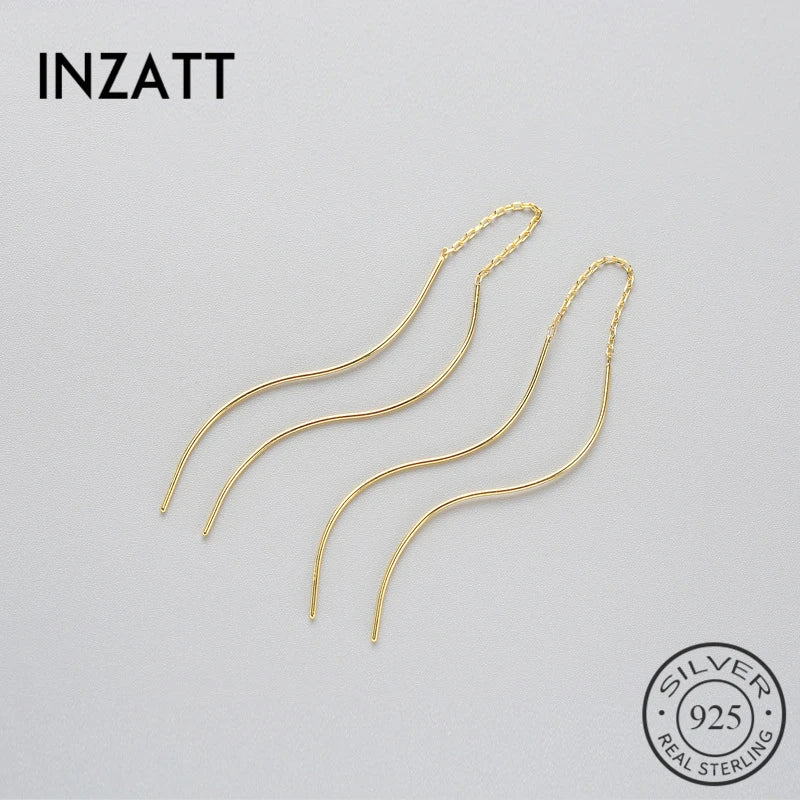 Minimalist Twist Metal Bar Dangle Drop Earrings Wedding 925 Sterling Silver