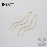 Minimalist Twist Metal Bar Dangle Drop Earrings Wedding 925 Sterling Silver