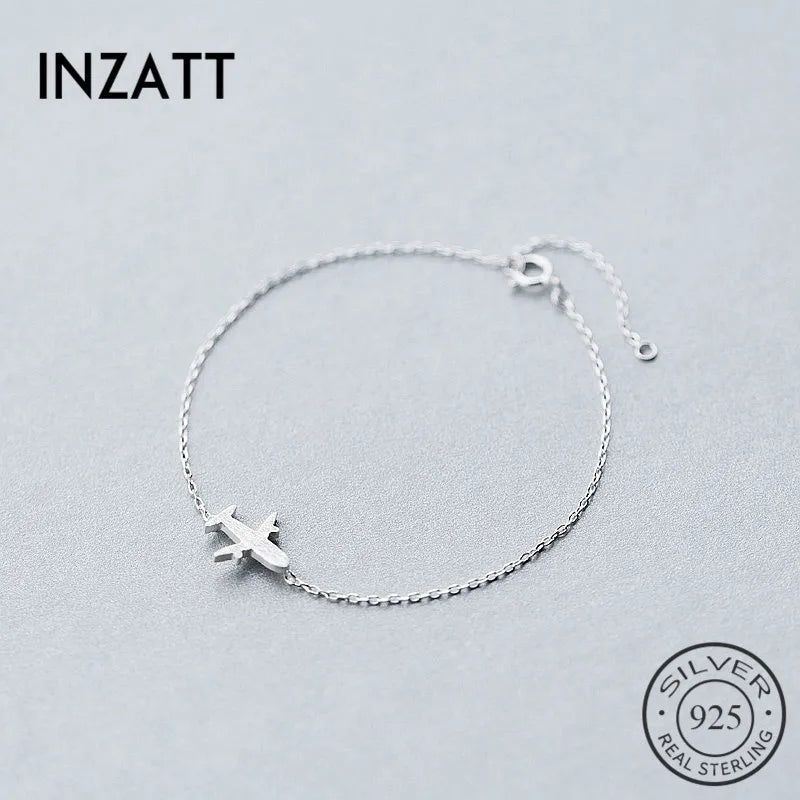 INZATT Geometric Plane Bracelet 925 Sterling Silver Jewelry For Women