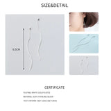 Minimalist Geometric Wavy Line Dangle Drop Earrings 925 Sterling Silver Women