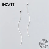 Minimalist Geometric Wavy Line Dangle Drop Earrings 925 Sterling Silver Women