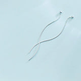 Minimalist Geometric Wavy Line Dangle Drop Earrings 925 Sterling Silver Women