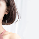Minimalist Geometric Wavy Line Dangle Drop Earrings 925 Sterling Silver Women