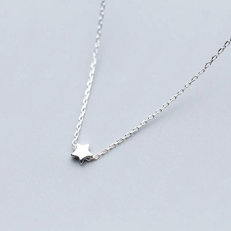 Geometric Star Pendant Necklace 925 Sterling Silver