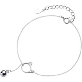 925 Sterling Silver Cat Bell Bracelet for Women Party Accessory