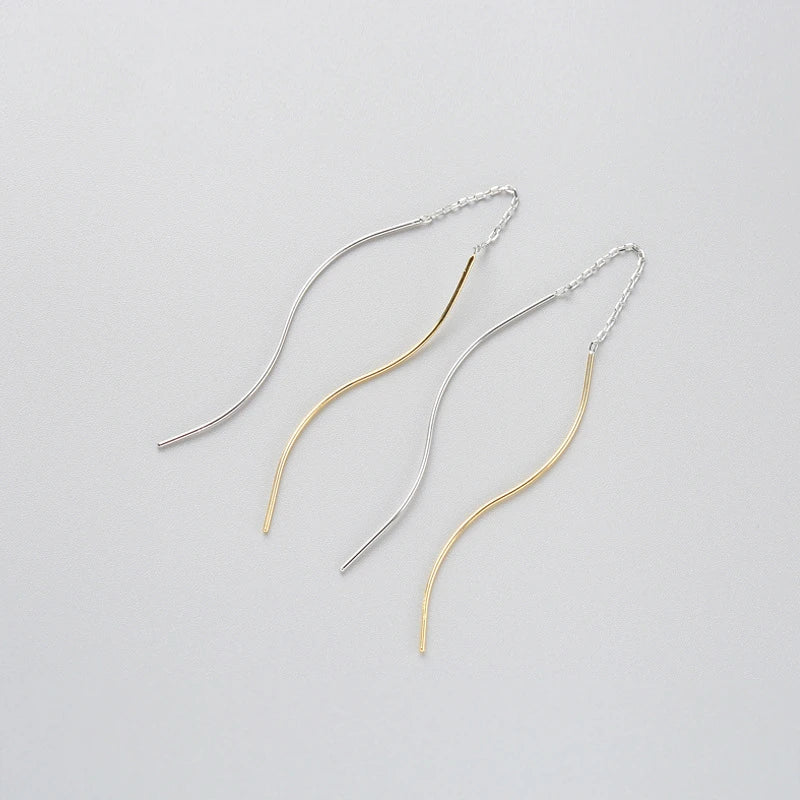925 Sterling Silver Twisted Drop Earrings Anti-allergy Pin Women