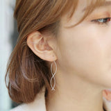 925 Sterling Silver Twisted Drop Earrings Anti-allergy Pin Women