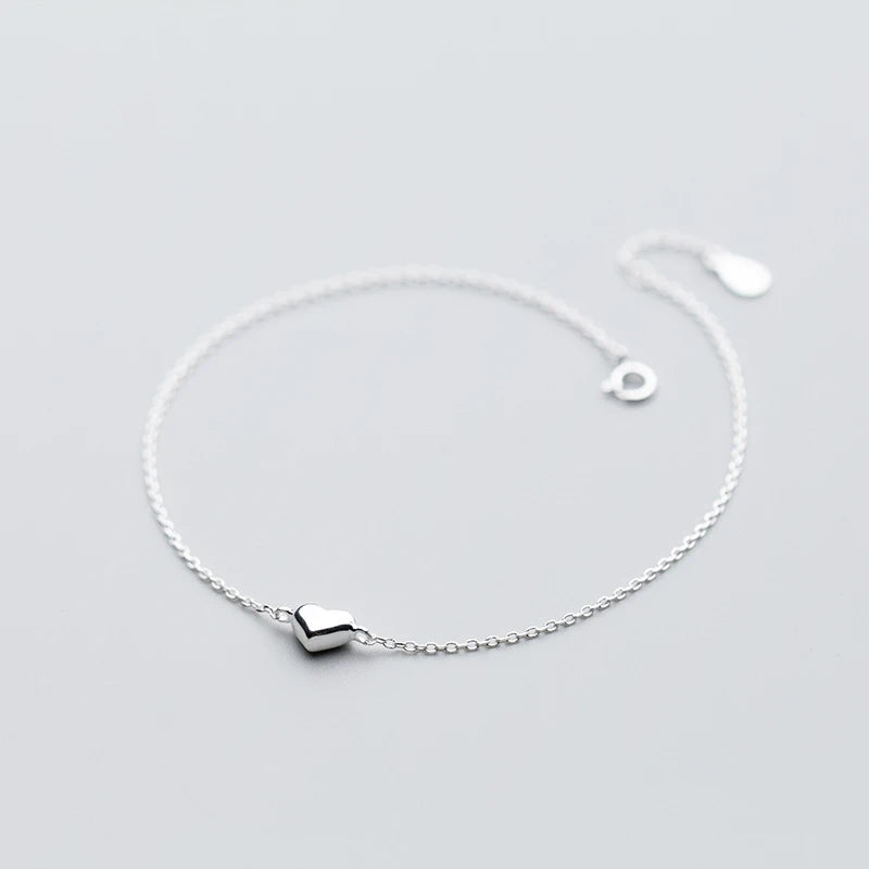 Minimalist Heart Bracelet 925 Sterling Silver Classic Gift
