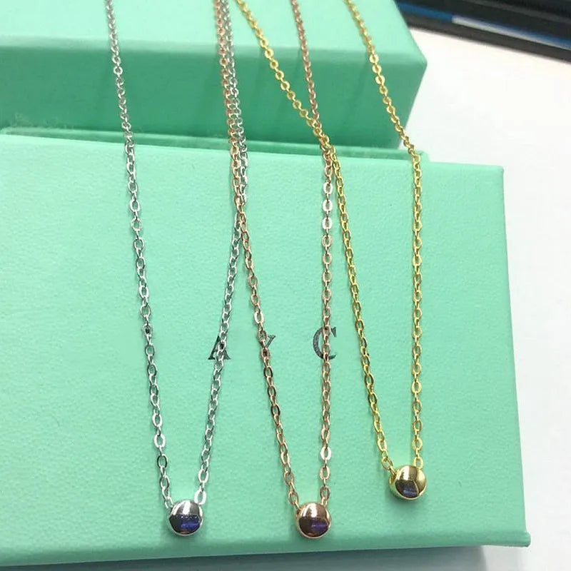 Minimalist Round Bean Chokers Pendant Necklace For Women