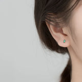 Green Zircon 925 Sterling Silver Stud Earrings