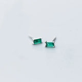 Green Zircon 925 Sterling Silver Stud Earrings