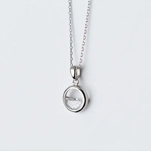 Round Crystal Water Spring Pendant Necklace 925 Sterling Silver Jewelry