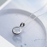 Round Crystal Water Spring Pendant Necklace 925 Sterling Silver Jewelry