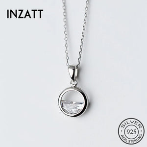 Round Crystal Water Spring Pendant Necklace 925 Sterling Silver Jewelry