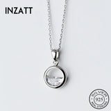 Round Crystal Water Spring Pendant Necklace 925 Sterling Silver Jewelry