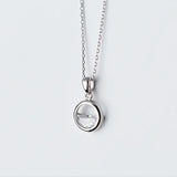 Round Crystal Water Spring Pendant Necklace 925 Sterling Silver Jewelry