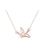 Real 925 Sterling Silver Bird Pendant Necklace for Women Birthday Party Rose