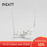 925 Silver Butterfly Pendant Necklace Zircon Rose Jewelry