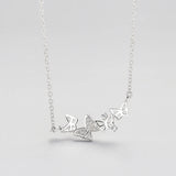 925 Silver Butterfly Pendant Necklace Zircon Rose Jewelry
