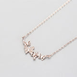 925 Silver Butterfly Pendant Necklace Zircon Rose Jewelry