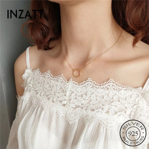 Minimalist 925 Silver Round Pendant Necklace for Women