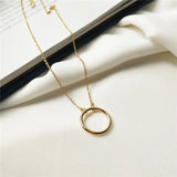 Minimalist 925 Silver Round Pendant Necklace for Women
