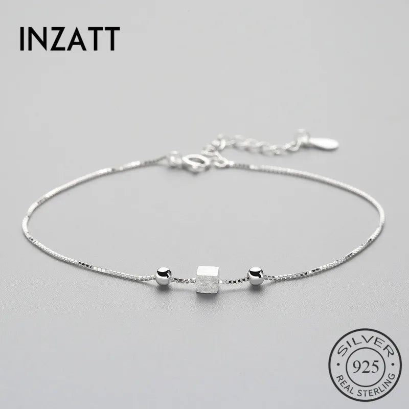 Punk 925 Silver Bracelet Geometic Round Chain Link Jewelry