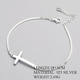 Punk 925 Silver Cross Bracelet Women Birthday Party Box Chain