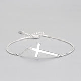 Punk 925 Silver Cross Bracelet Women Birthday Party Box Chain