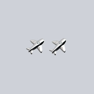 Punk 925 Silver Zircon Airplane Stud Earrings Party Jewelry Gift