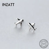 Punk 925 Silver Zircon Airplane Stud Earrings Party Jewelry Gift