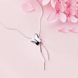 925 Sterling Butterfly Pendant Choker Necklace Women Fine Jewelry