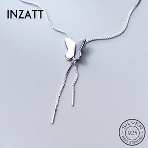 925 Sterling Butterfly Pendant Choker Necklace Women Fine Jewelry