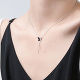 925 Sterling Butterfly Pendant Choker Necklace Women Fine Jewelry