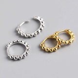925 Sterling Silver Bead Hoop Earrings for Women