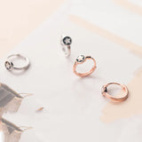 925 Silver Enamel Star Hoop Earrings Women Party Jewelry