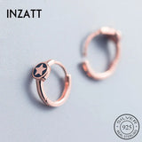 925 Silver Enamel Star Hoop Earrings Women Party Jewelry