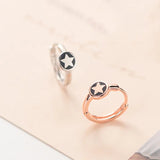 925 Silver Enamel Star Hoop Earrings Women Party Jewelry