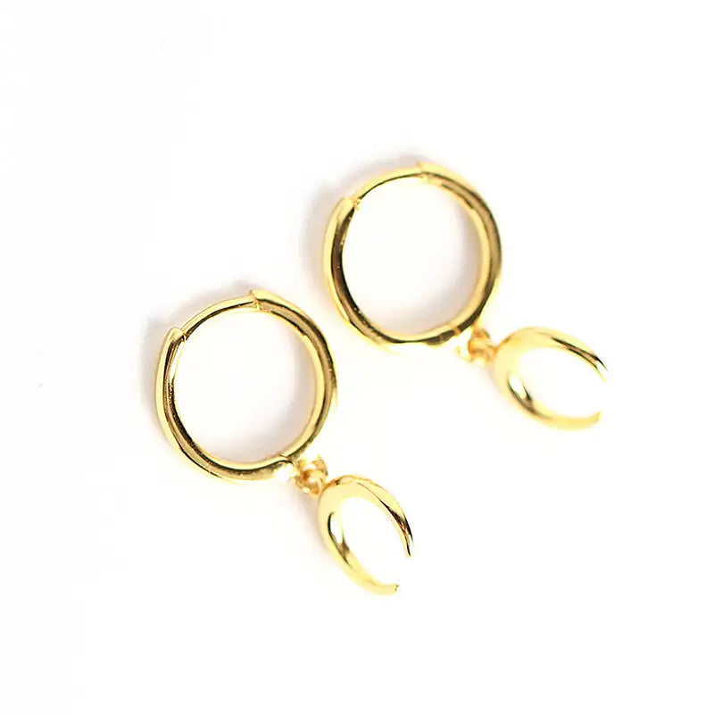 925 Silver Moon Hoop Earrings for Women Party Jewelry Gift