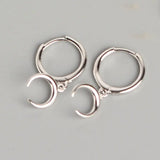 925 Silver Moon Hoop Earrings for Women Party Jewelry Gift