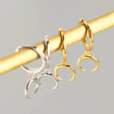 925 Silver Moon Hoop Earrings for Women Party Jewelry Gift