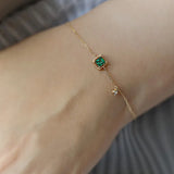 925 Sterling Silver 14K Charm Bracelet Green Zircon Ins Fine Jewelry
