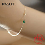 925 Sterling Silver 14K Charm Bracelet Green Zircon Ins Fine Jewelry