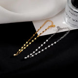 925 Silver 14K Geometric Bead Chain Bracelet Women Fine Jewelry